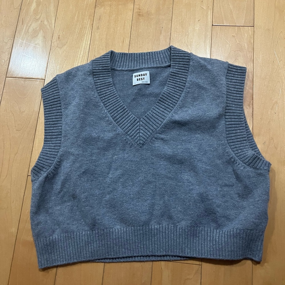 Sunday Best Charcoal Gray V-Neck Knit Sweater Vest